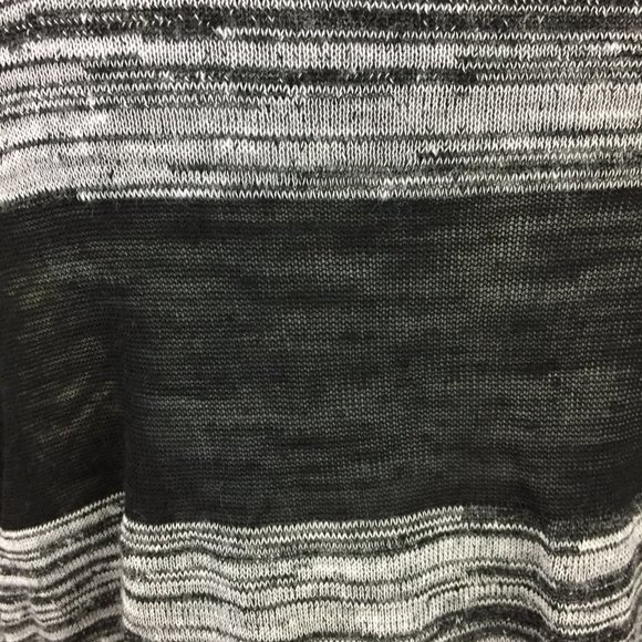 BCBGMAXAZRIA Black Gray White Striped Pattern Dolman Sleeve Knit Sweater - Picture 6 of 7